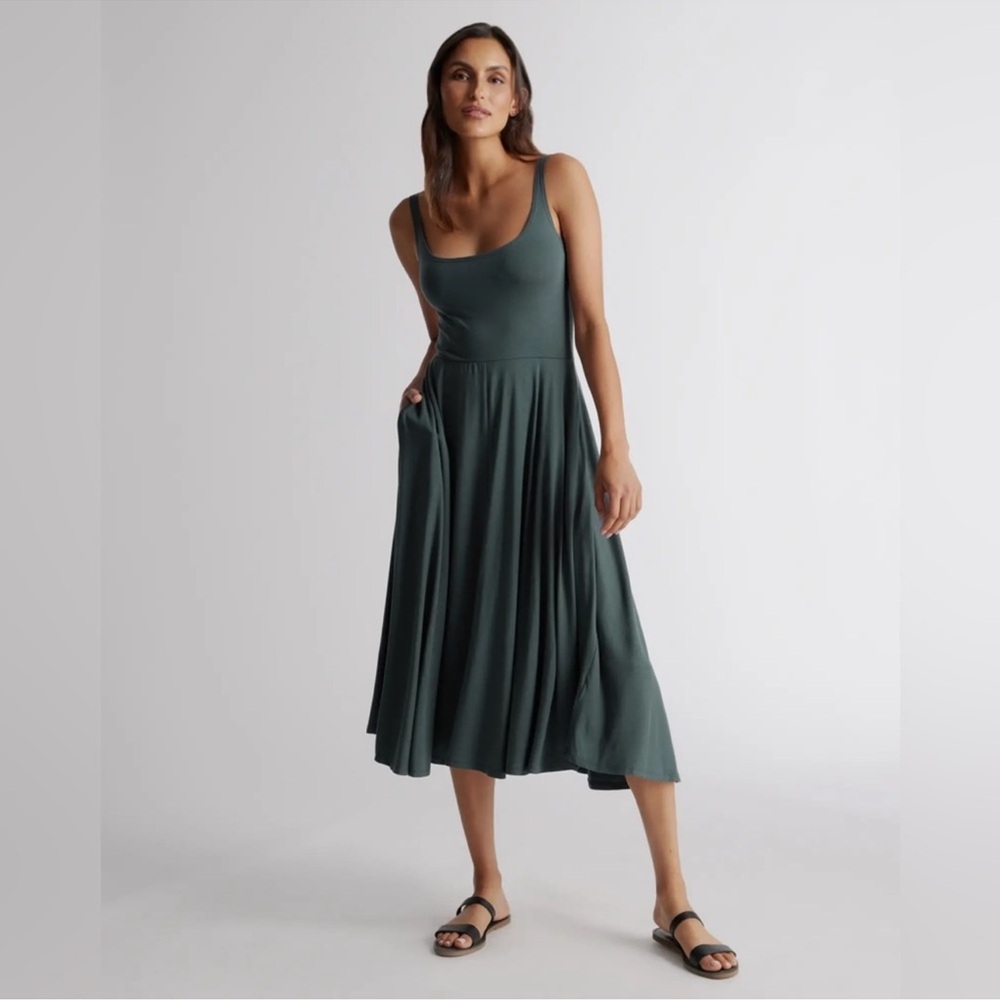 Quince Tencel Jersey Fit and Flare Midi Dress